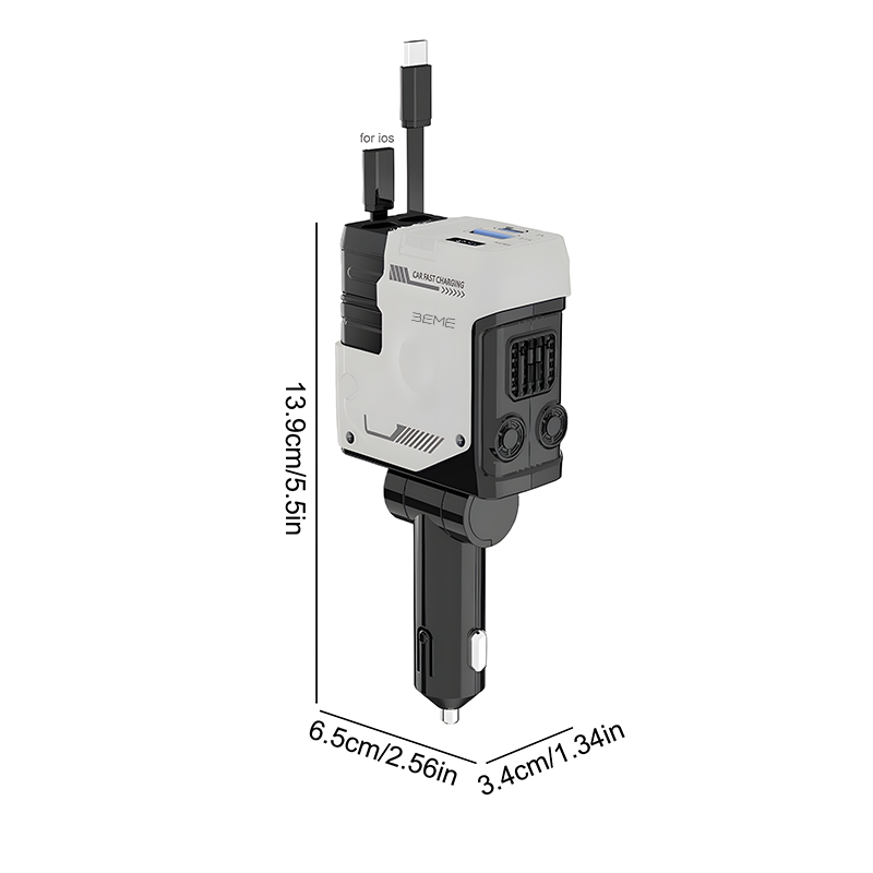 BEME FlashVolt Transformer Car Charger Dual PD 66W With Smart Display