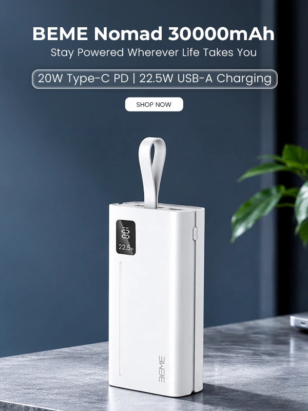BEME Nomad 30000mAh Power Bank 22.5W Fast Charging